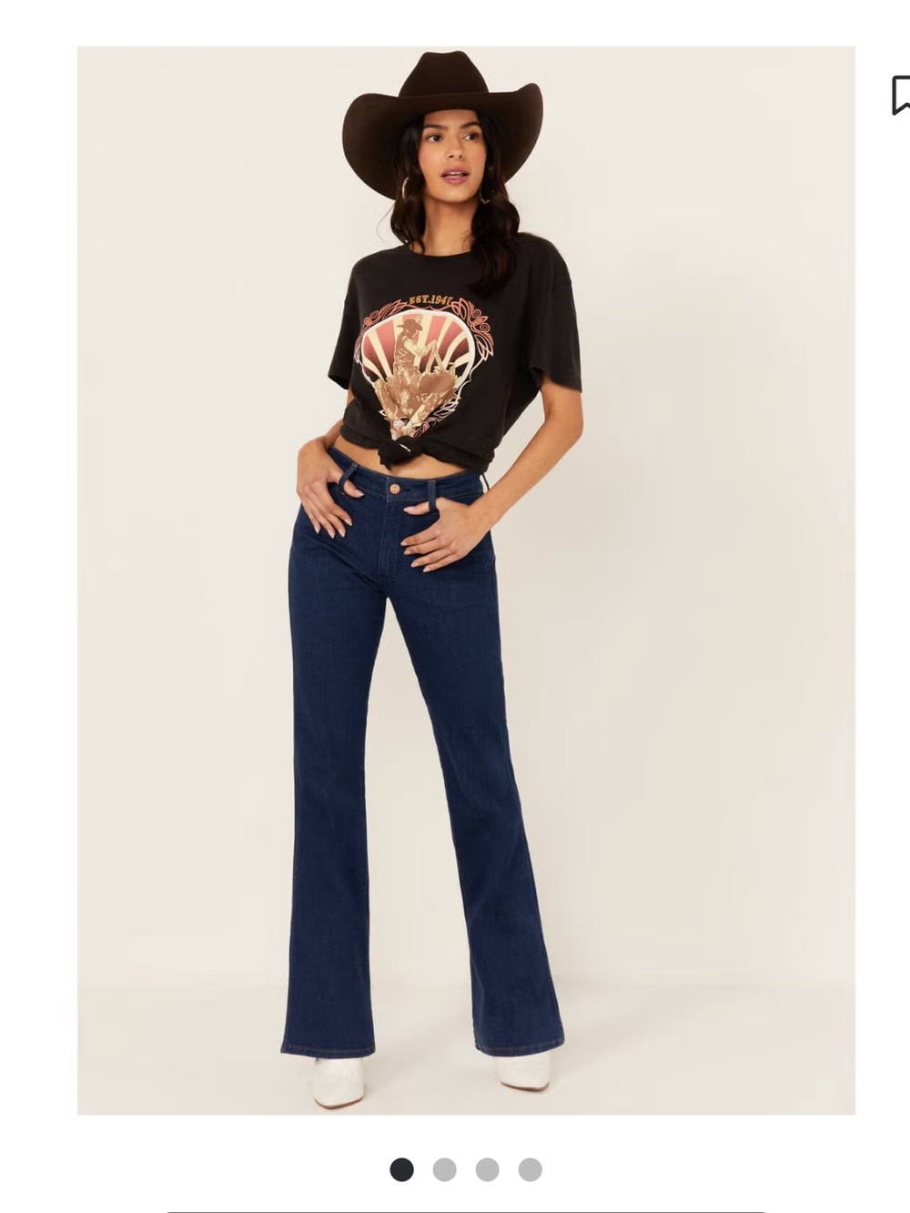 Wrangler Navy Blue High-Rise Flare Jeans